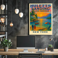 Huletts Landing Sunset Vintage Travel Poster