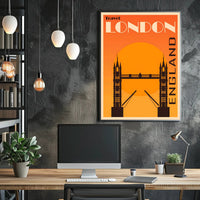 Stylized 1920s London Tower Bridge Art Deco Travel Poster