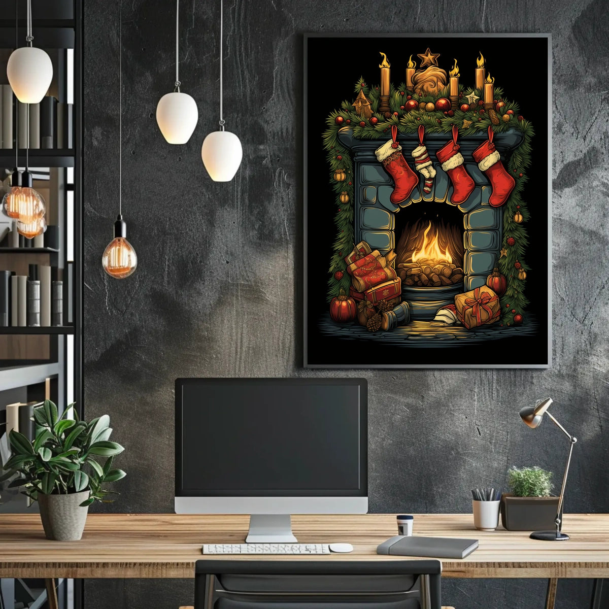 Cozy Christmas Hearth Poster