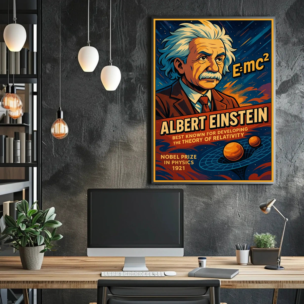 Albert Einstein Vintage Nobel Prize 1921 Portrait Relativity Science Wall Art Decor Poster
