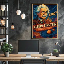 Albert Einstein Vintage Nobel Prize 1921 Portrait Relativity Science Wall Art Decor Poster