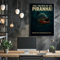 Fierce Piranha Vintage Illustration Animal Poster