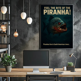 Fierce Piranha Vintage Illustration Animal Poster