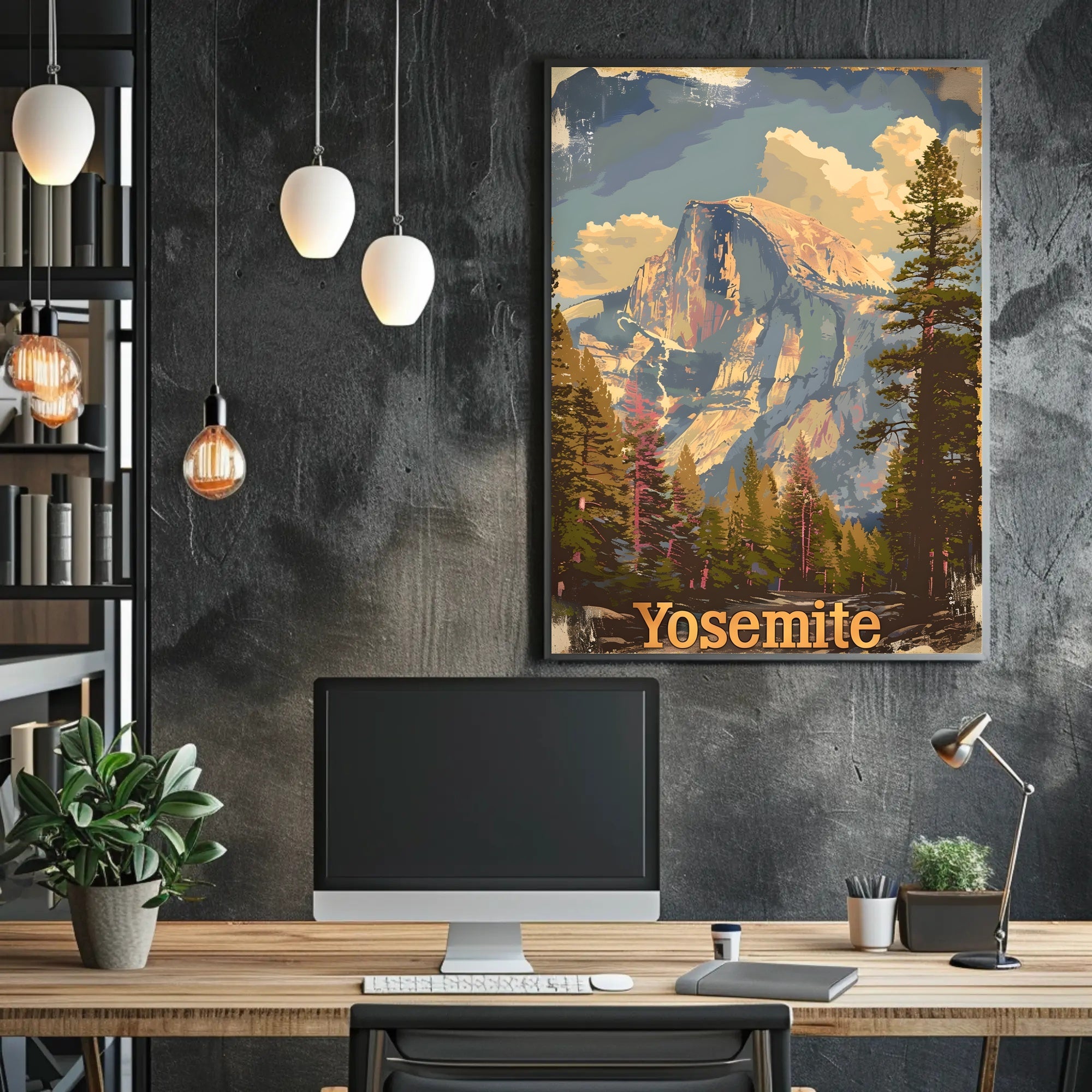 Vintage Yosemite Half Dome National Park Poster