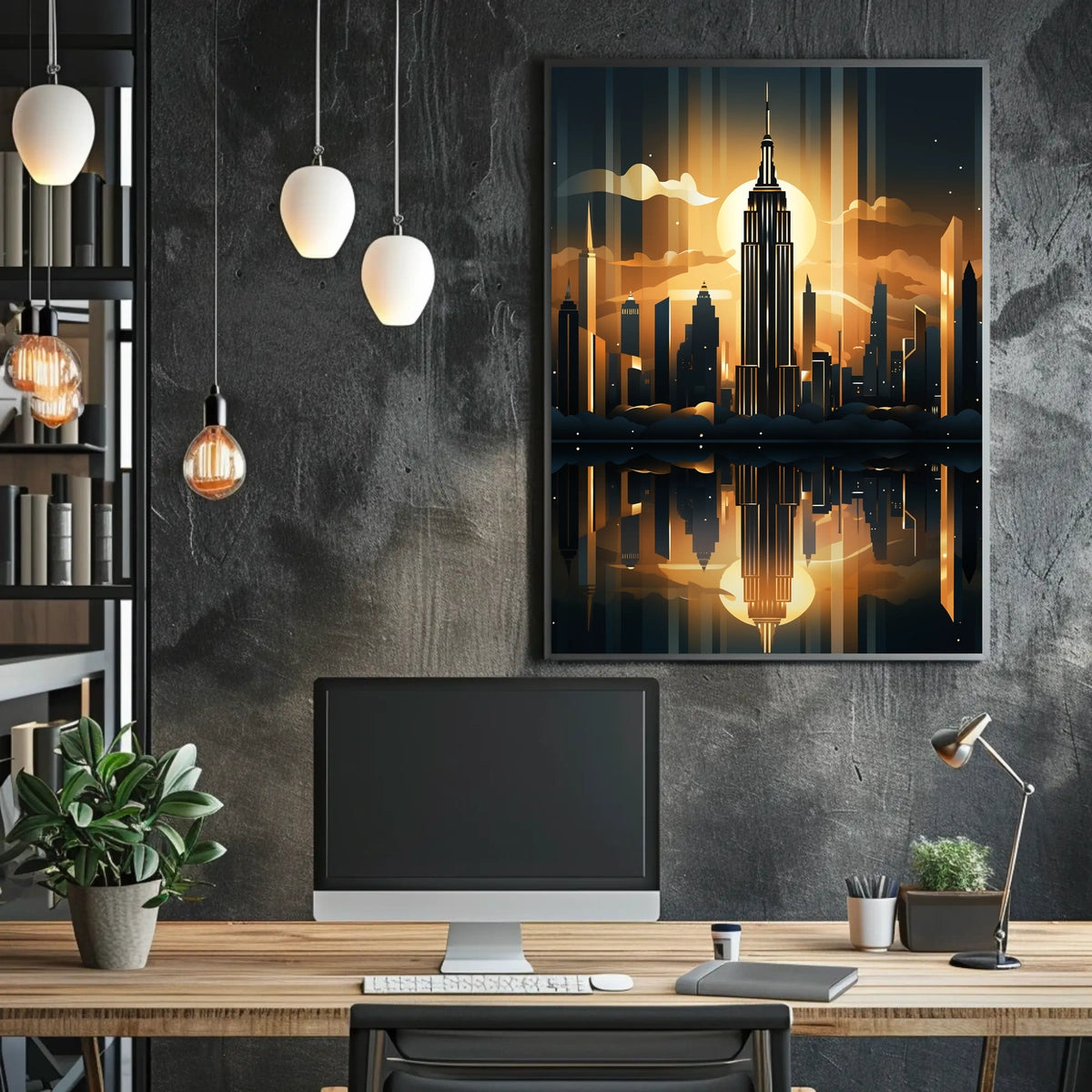 Empire State Building Skyline Art Deco Travel Poster