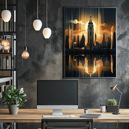 Empire State Building Skyline Art Deco Travel Poster