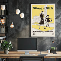 Pedestrian Safety Vintage Poster Mid-Century Educational or Infographic Poster PosterGoat