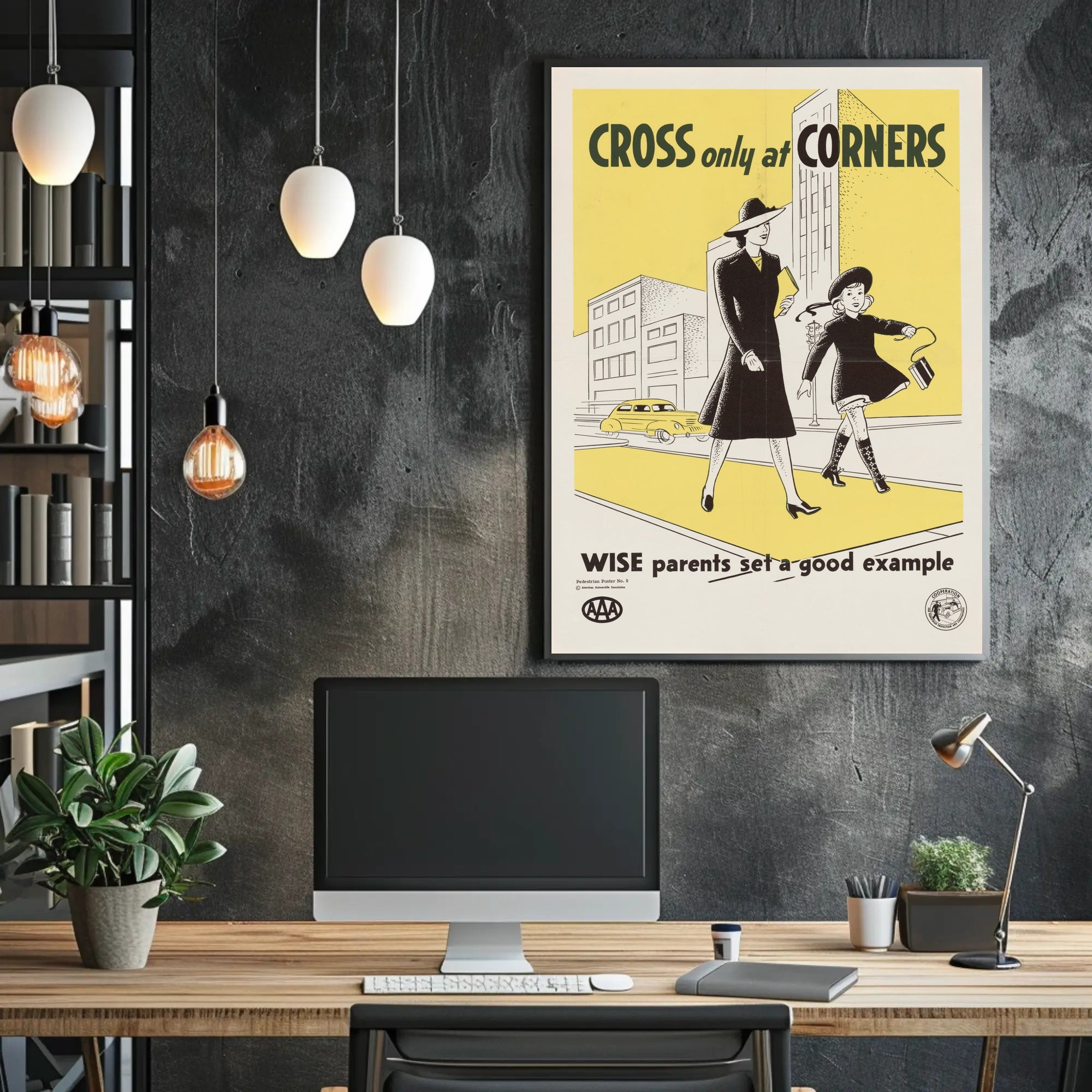 Pedestrian Safety Vintage Poster Mid-Century Educational or Infographic Poster PosterGoat