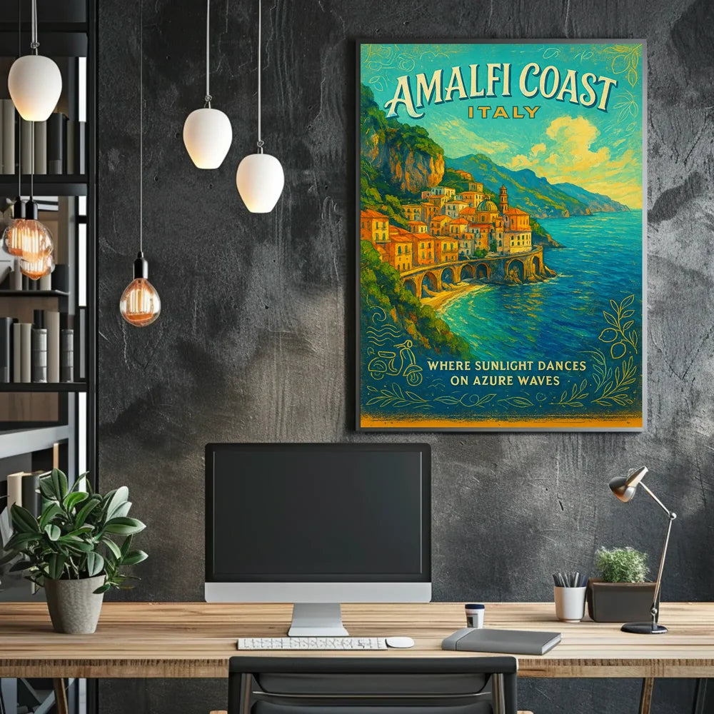 Sunlit Azure Waves Coastal Serenity Poster