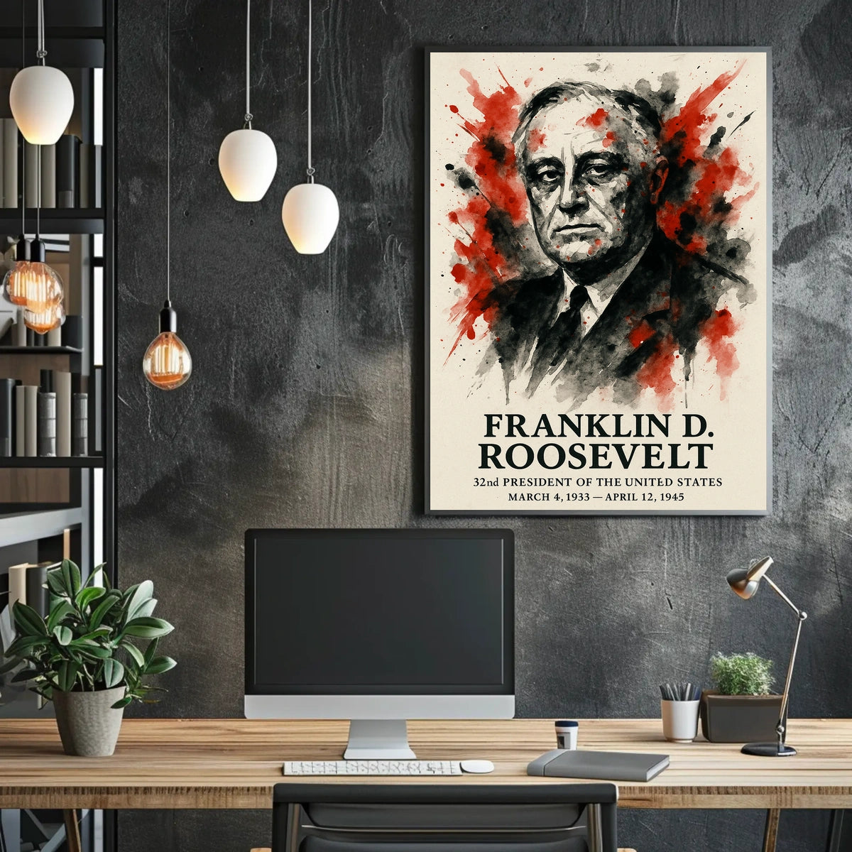 FDR Patriotic Portrait Vintage Historical Presidential Poster