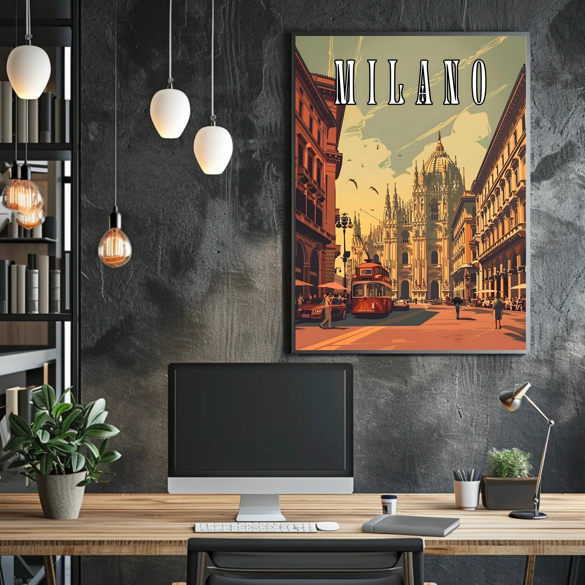 Milan Cathedral Retro Mid-Century Vintage Poster