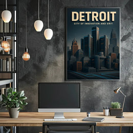 Detroit Modern Skyline: Urban or Cityscape Poster PosterGoat