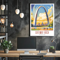 Gateway Arch Illustrated Travel Poster Print