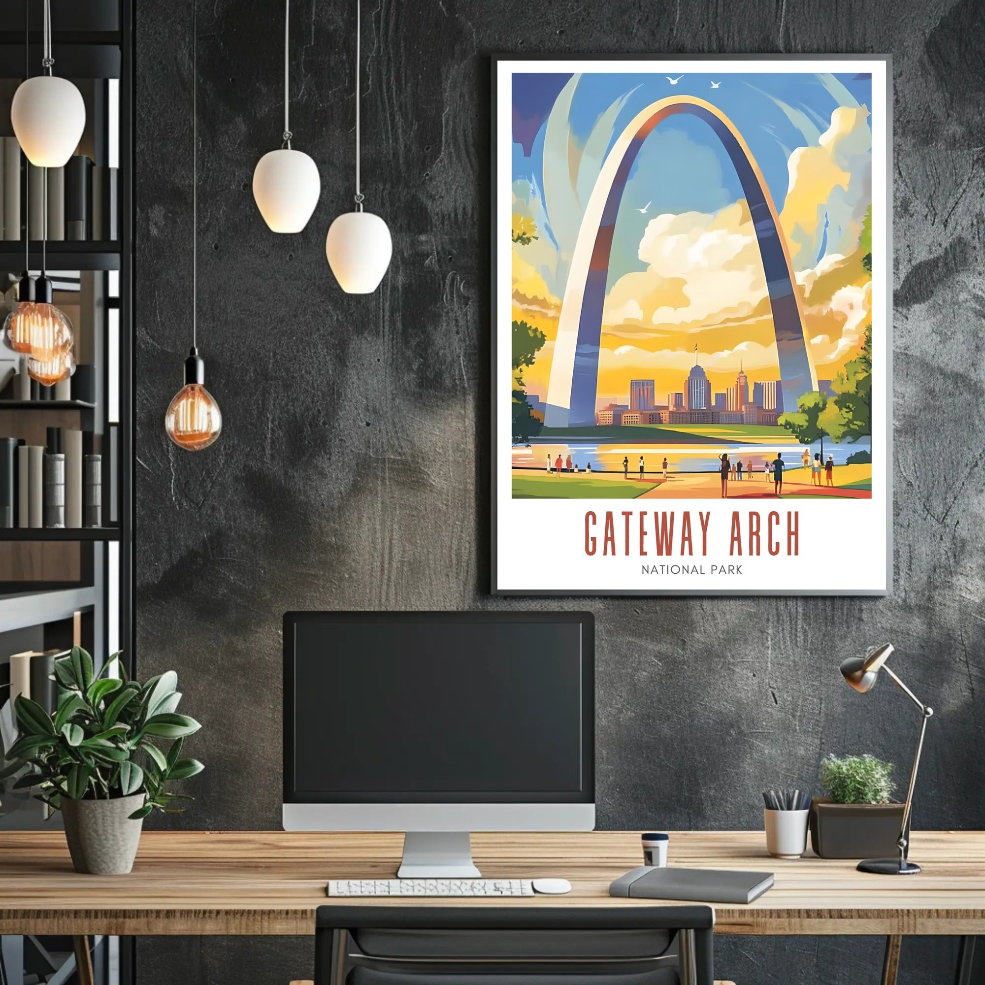 Gateway Arch Illustrated Travel Poster Print