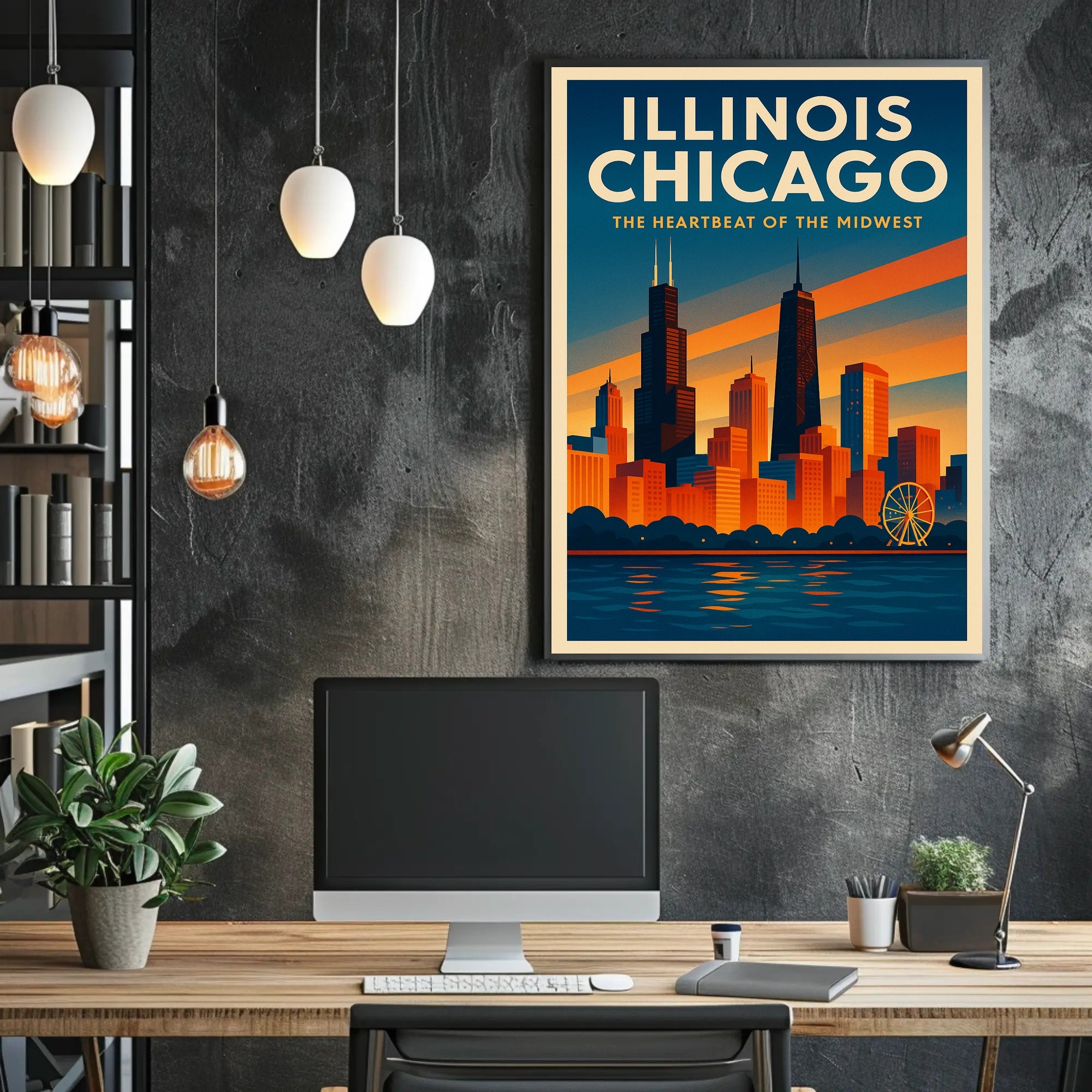 Illinois Chicago The Heartbeat of the Midwest Poster
