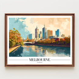 Melbourne's Vibrant Skyline: Urban or Cityscape Poster