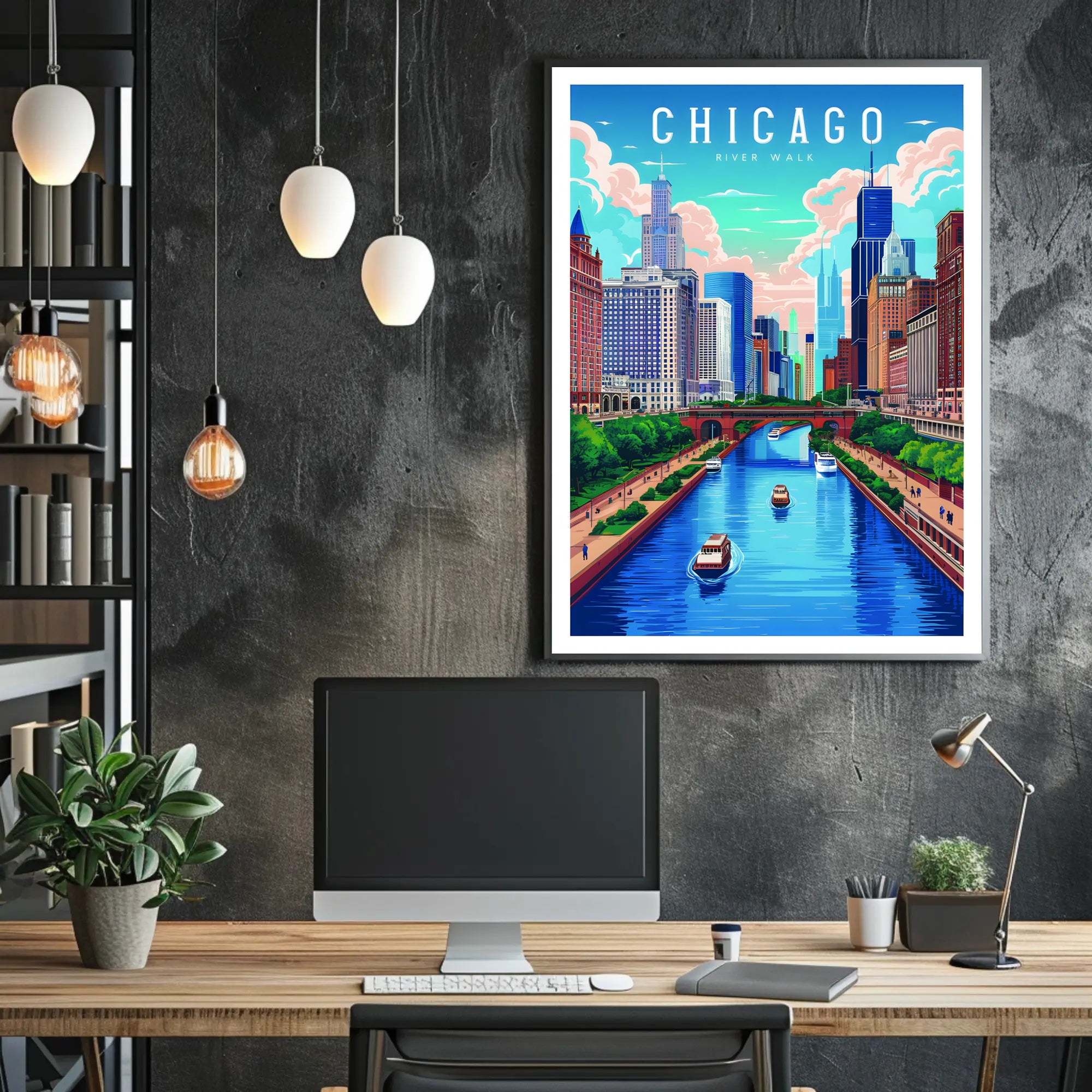 Chicago River Walk Poster