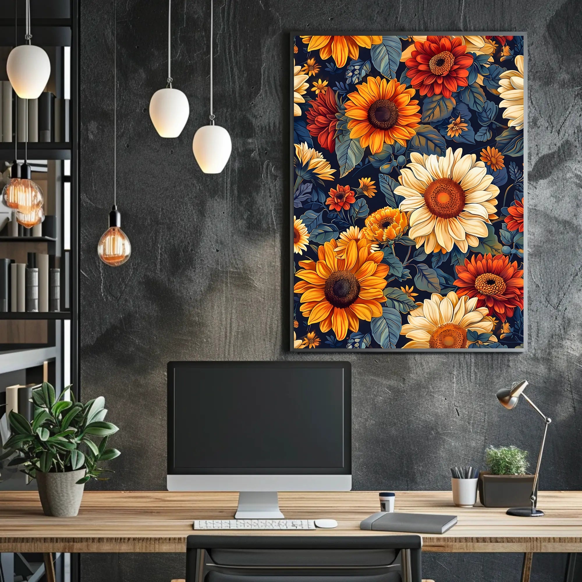 Vibrant Floral Illustration with Modern Artistic Poster