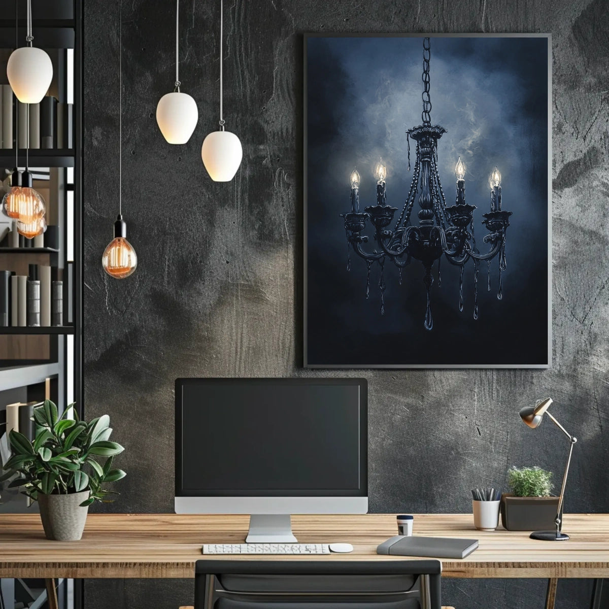 Vintage Chandelier Gothic Art Print Poster