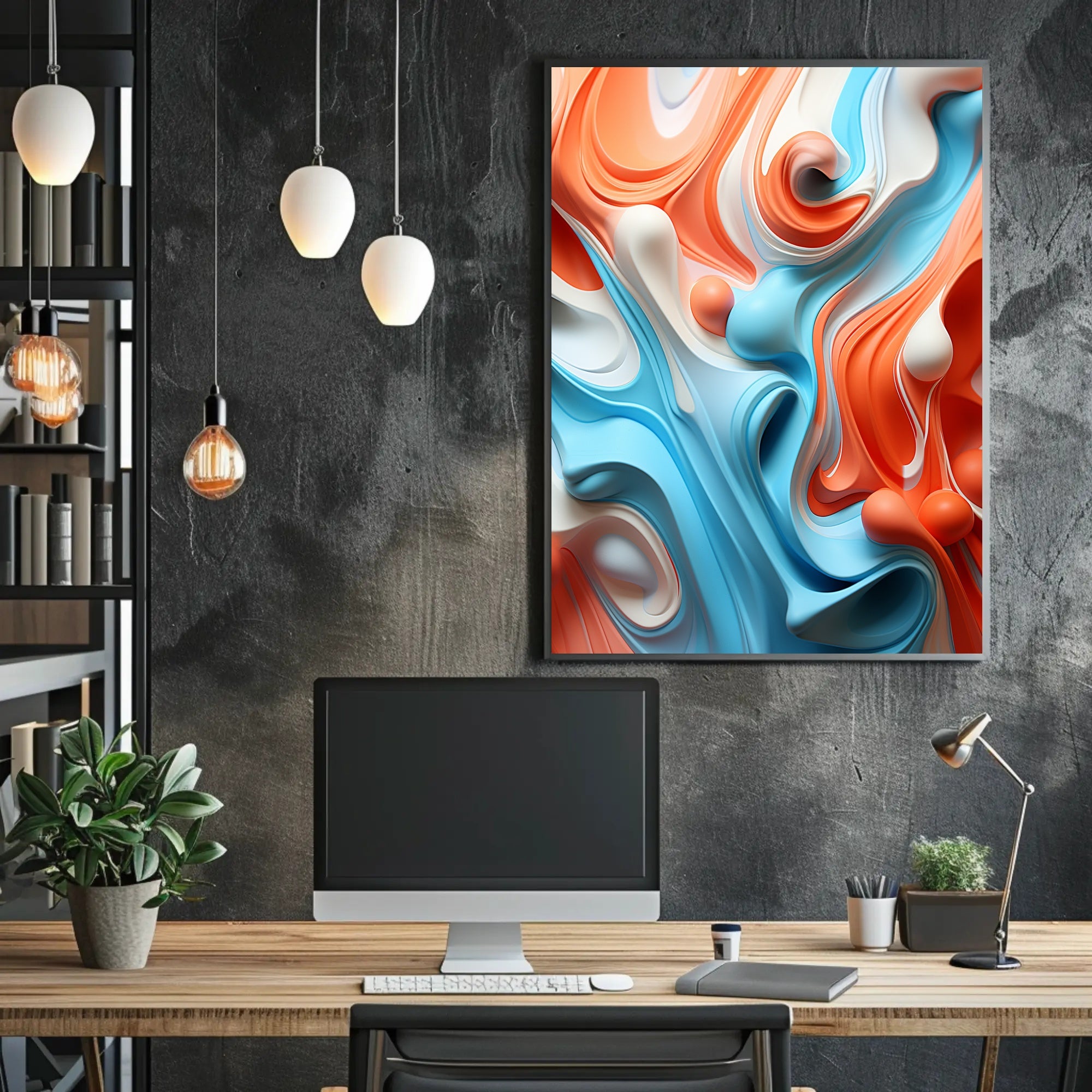 Abstract Waves Of Color Abstract Poster PosterGoat