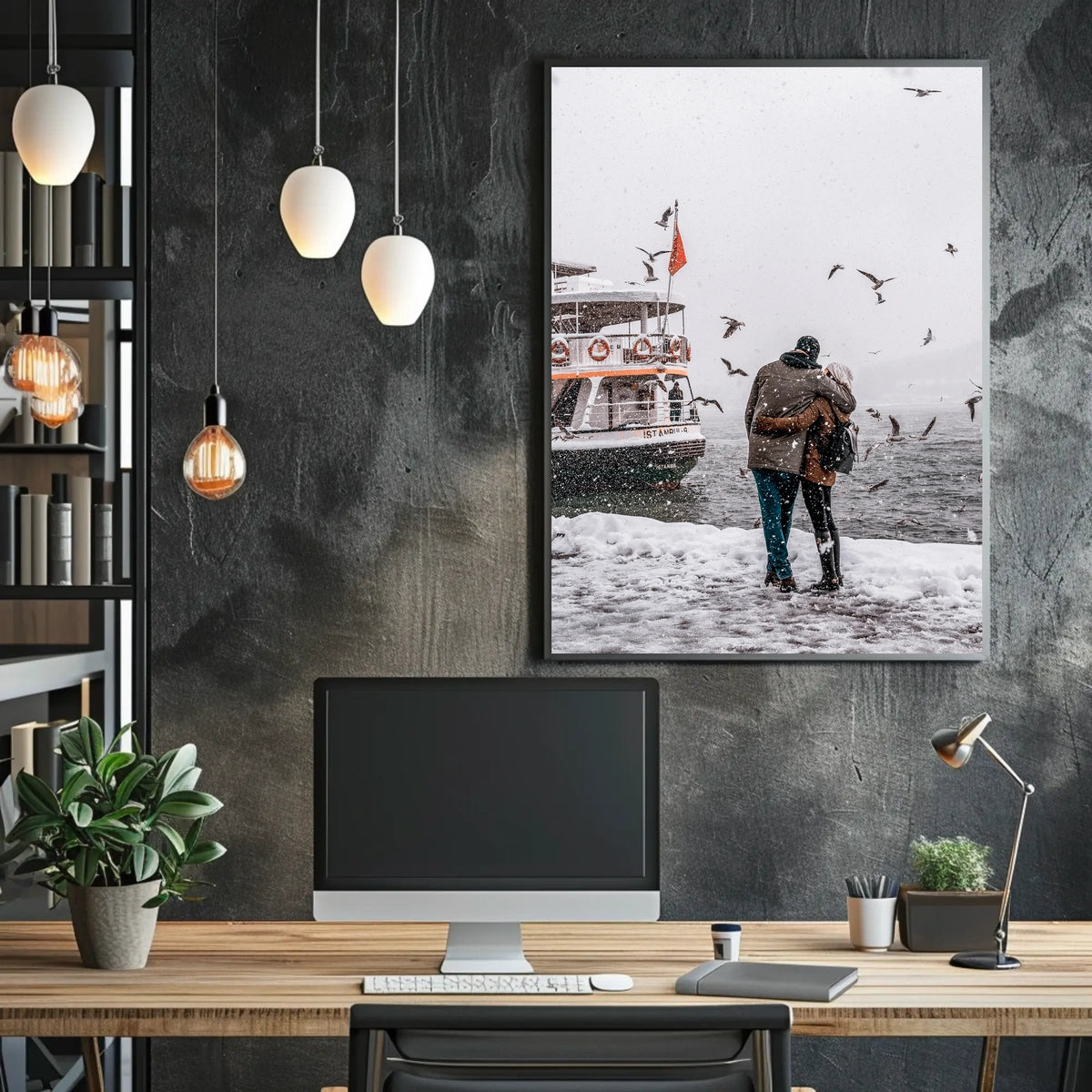 Winter Embrace By The Sea Poster