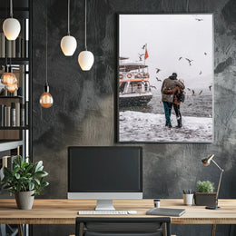 Winter Embrace By The Sea Poster