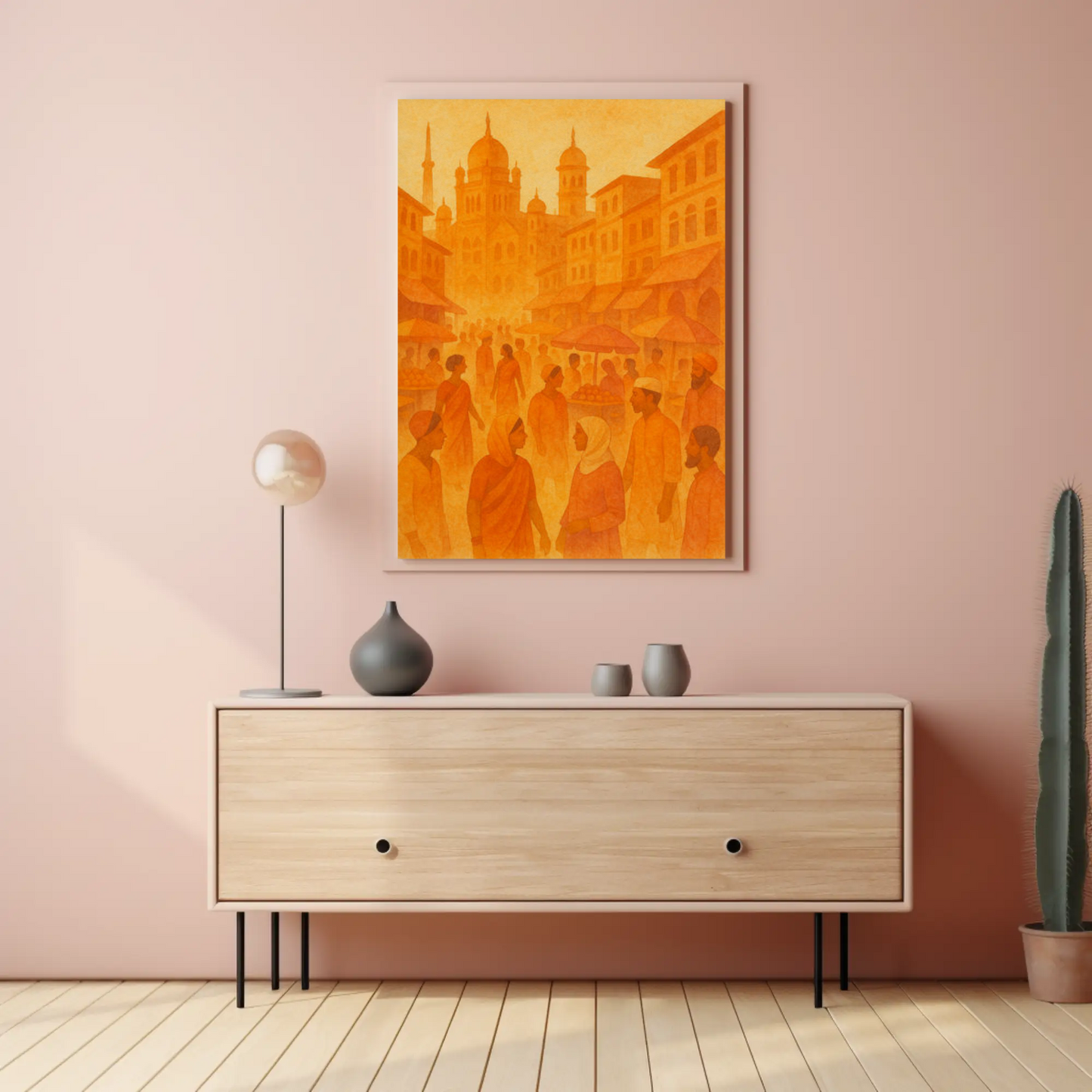 Golden Bazaar Street Scene Travel Poster
