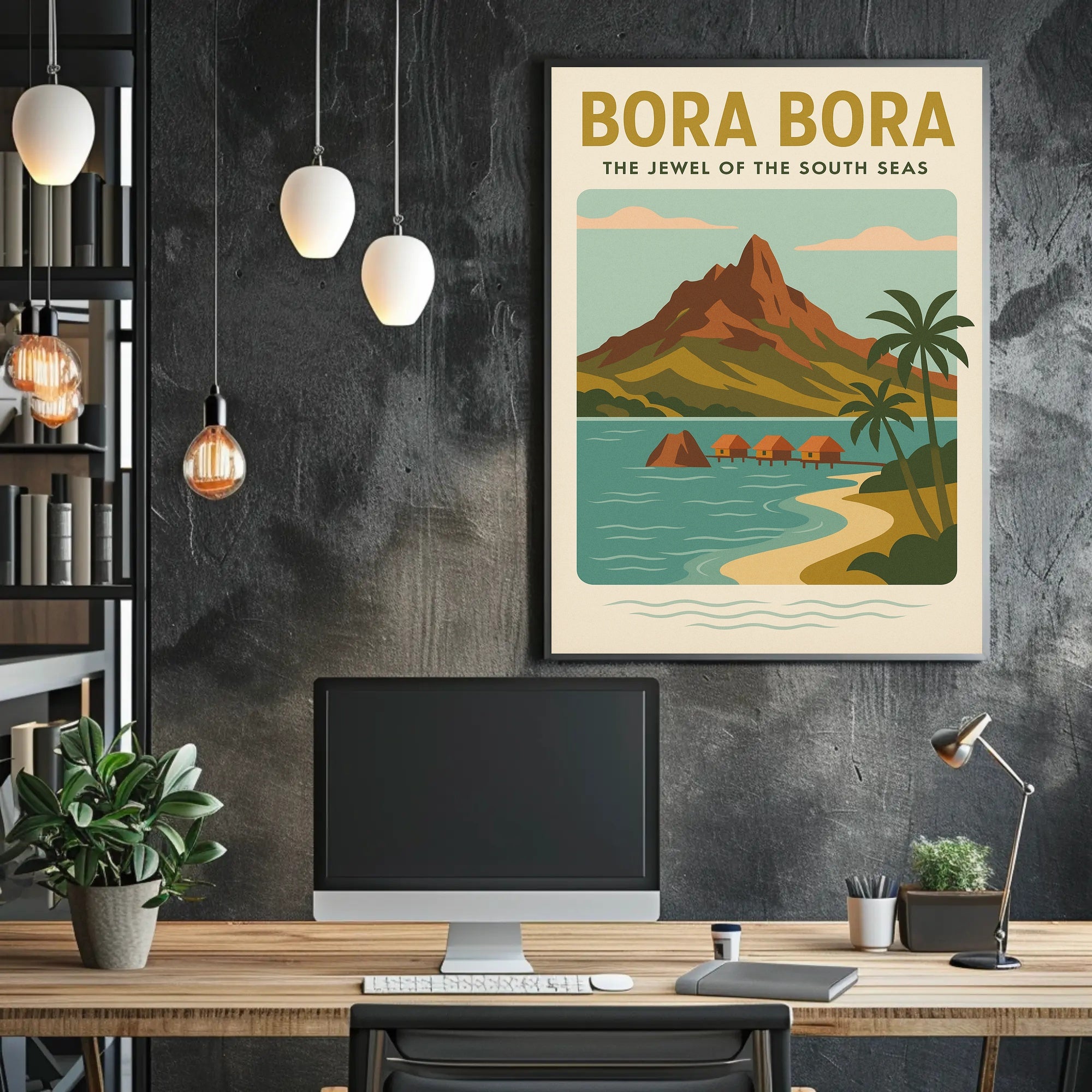 Bora Bora Serene Getaway Vintage Travel Poster PosterGoat
