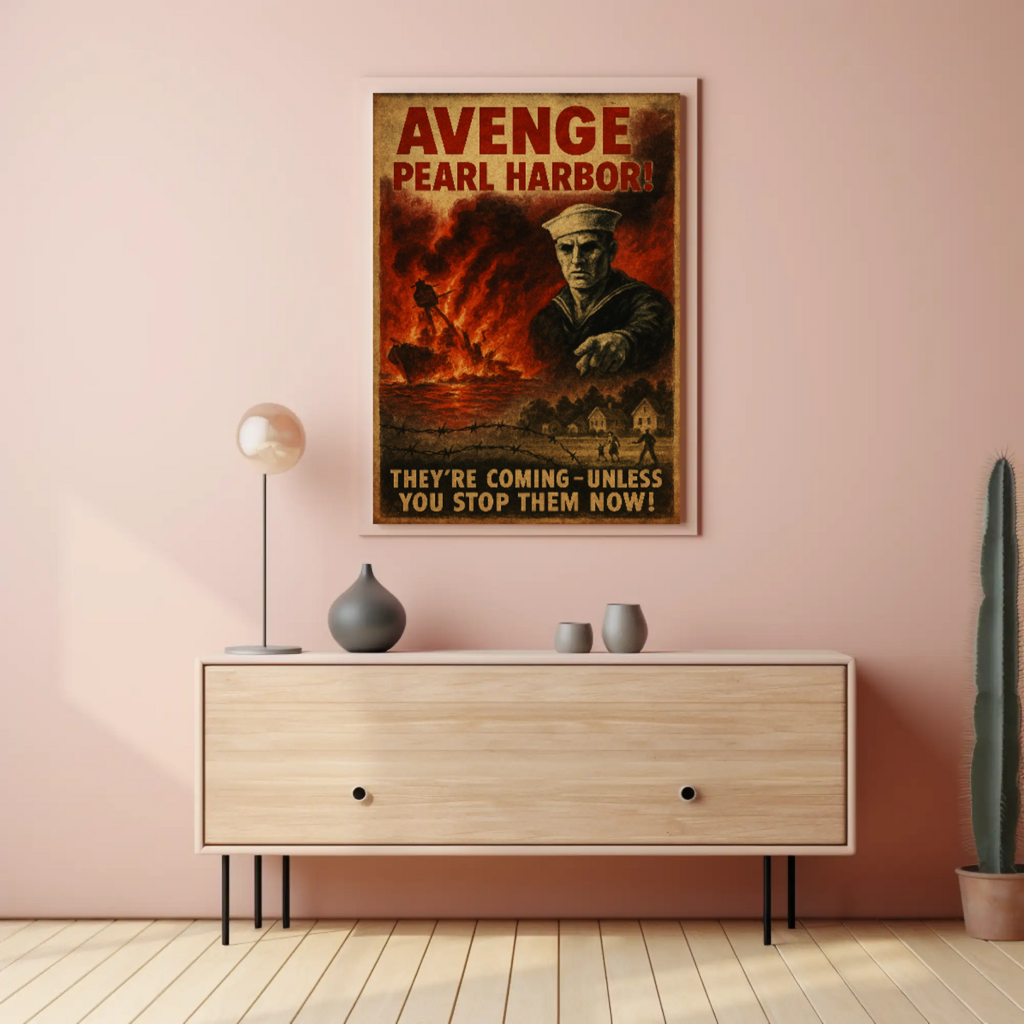 Avenge Pearl Harbor Dramatic WWII Propaganda Poster