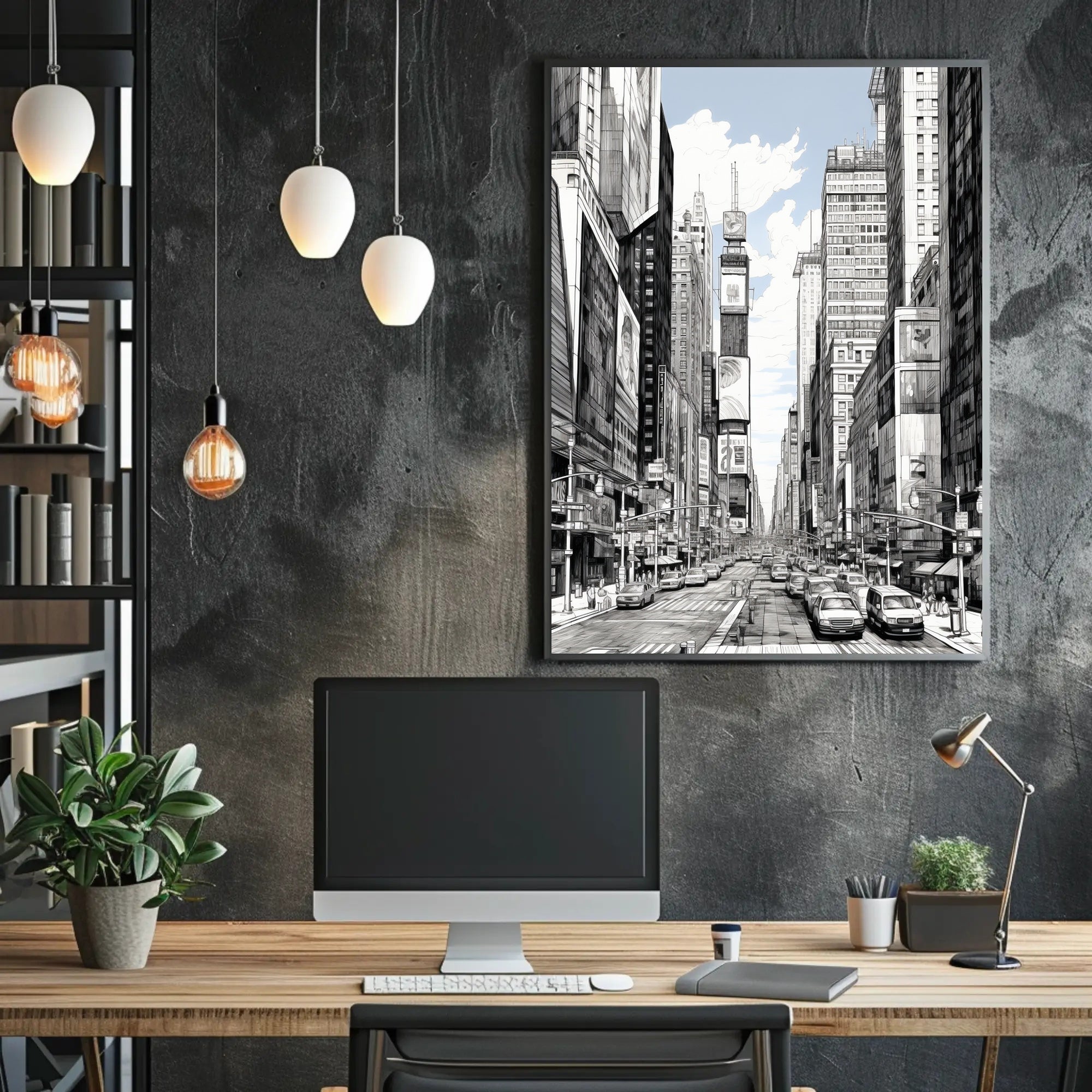 Urban Sketch Of Times Square Poster