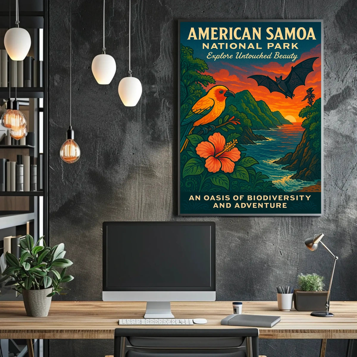 American Samoa National Park Vibrant Scenic Travel Poster
