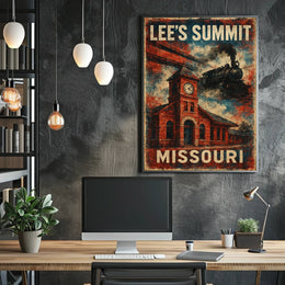 Lees Summit Missouri Cityscape Travel Heritage Scenic Wanderlust Decor Realism Minimalist Poster
