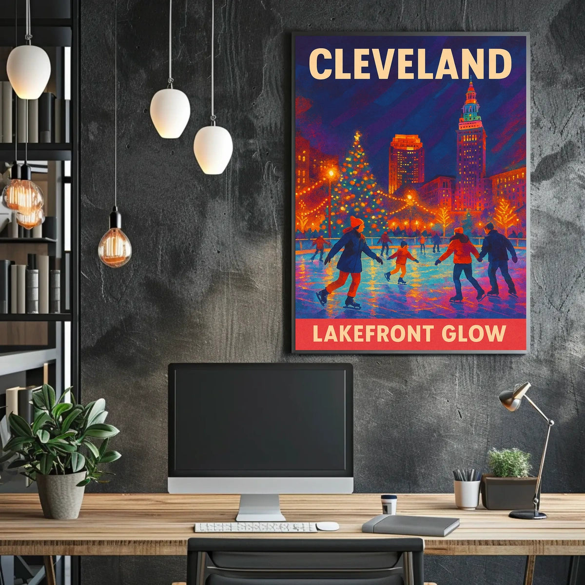 Cleveland Lakefront Glow Poster