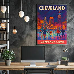 Cleveland Lakefront Glow Poster