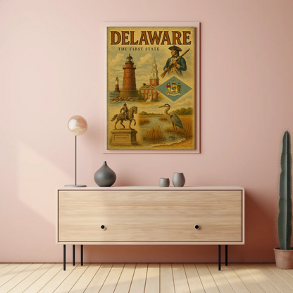 Delaware Founding History Colonial Heritage Travel Poster