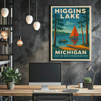 Higgins Lake Vintage Travel Poster PosterGoat