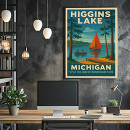 Higgins Lake Vintage Travel Poster PosterGoat