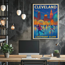 Cleveland Lakefront Glow Poster