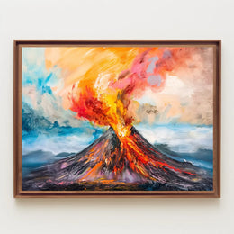 Volcanic Eruption Abstract Art Poster: Nature's Fury