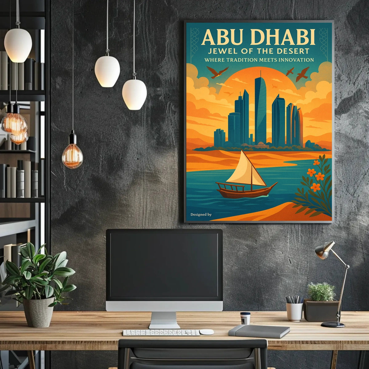 Abu Dhabi Harmony Modern Cityscape Travel Poster