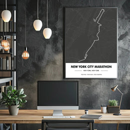 New York City Marathon Route Poster Modern Wall Art