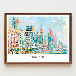 Oakland Skyline Illustration Poster PosterGoat