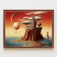 Whimsical Castle Fantasy Scene Surreal Art Poster