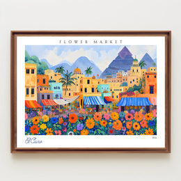 Vibrant Flower Market in El Cairo Poster PosterGoat