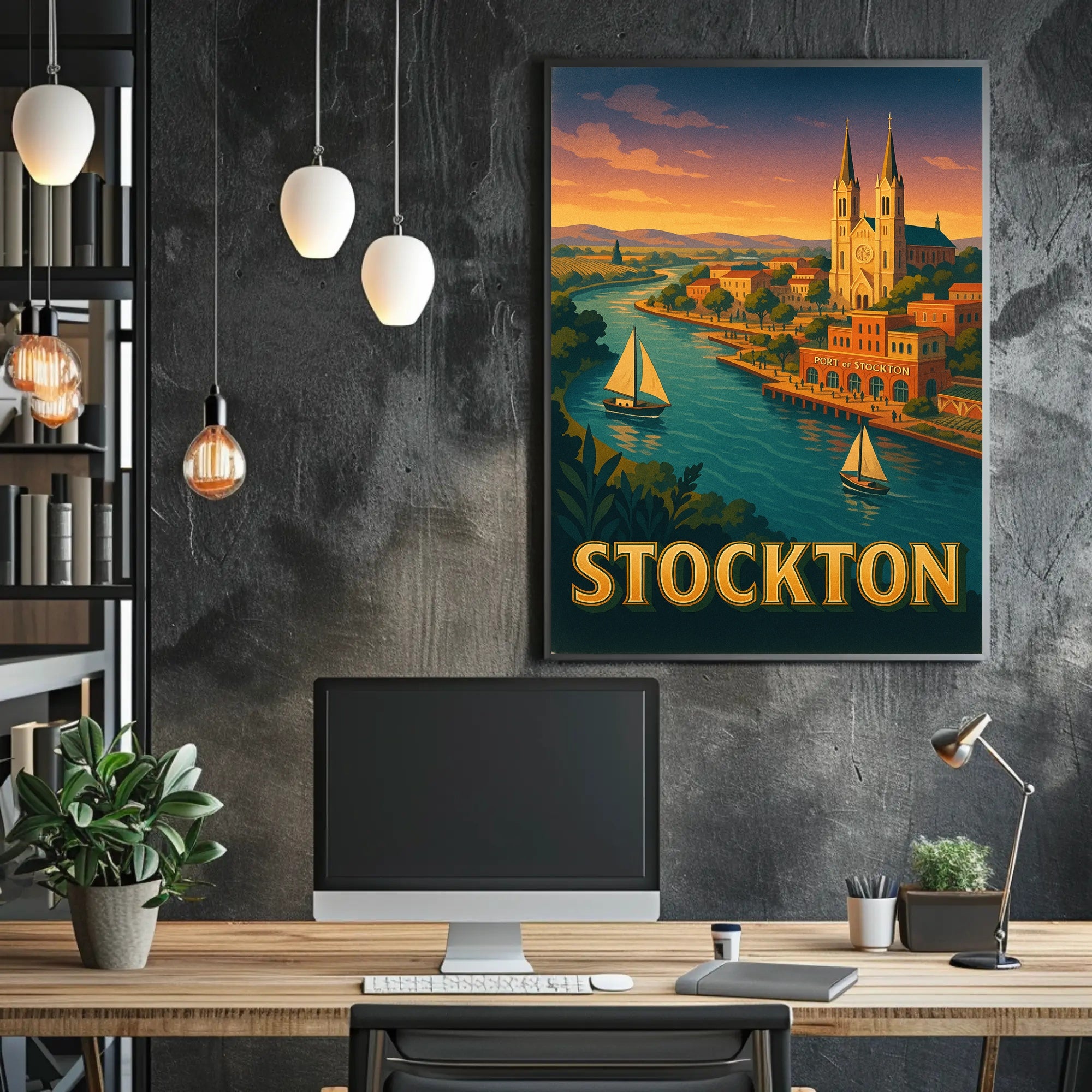 Stockton Vintage Travel Poster