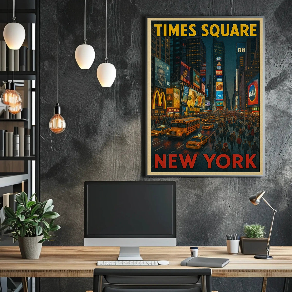 Times Square New York Poster Modern City Lights Wall Art