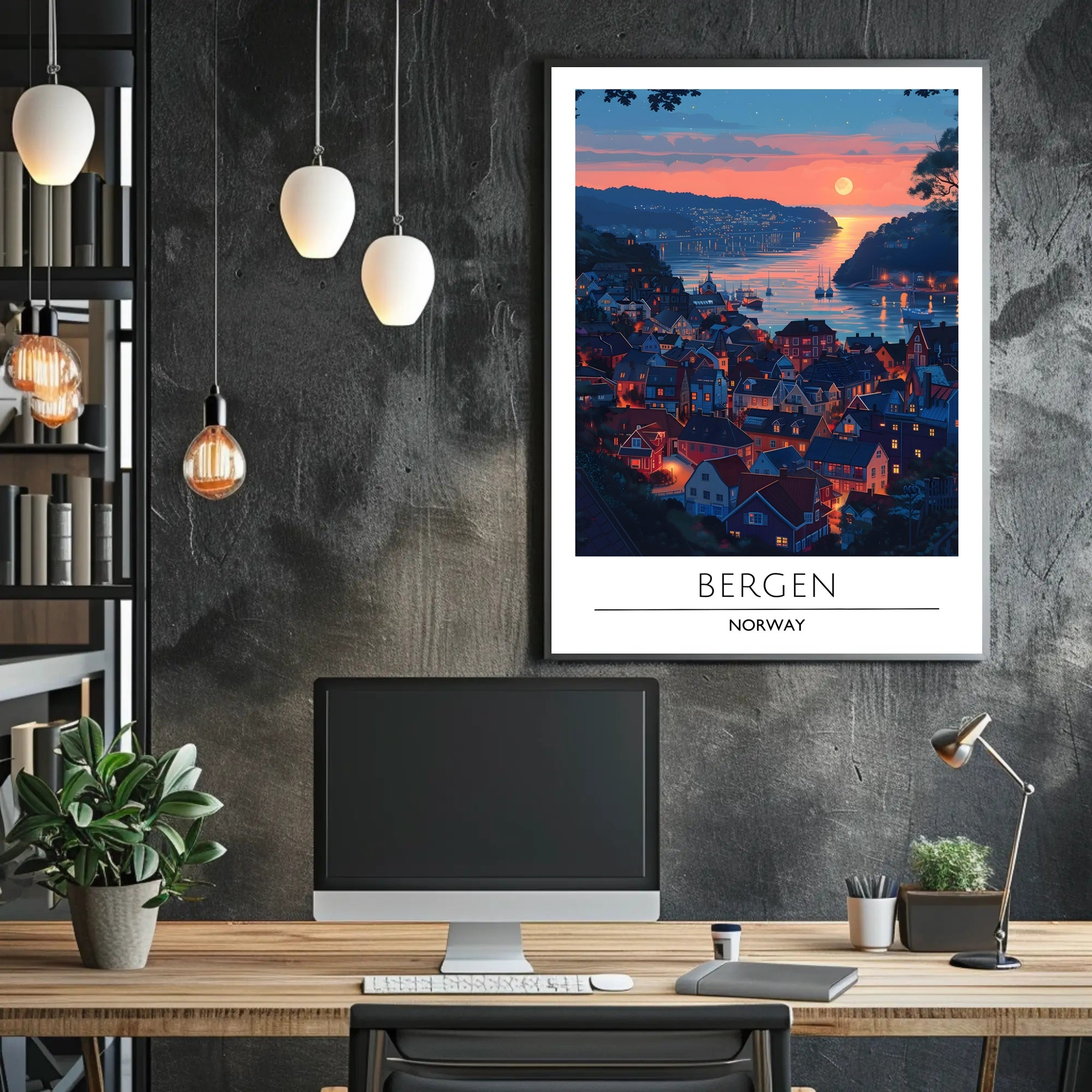 Bergen Sunset View Travel Poster