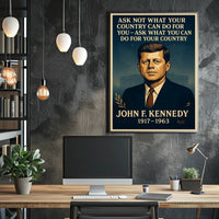 John F. Kennedy Inspirational Patriotic Quote Poster