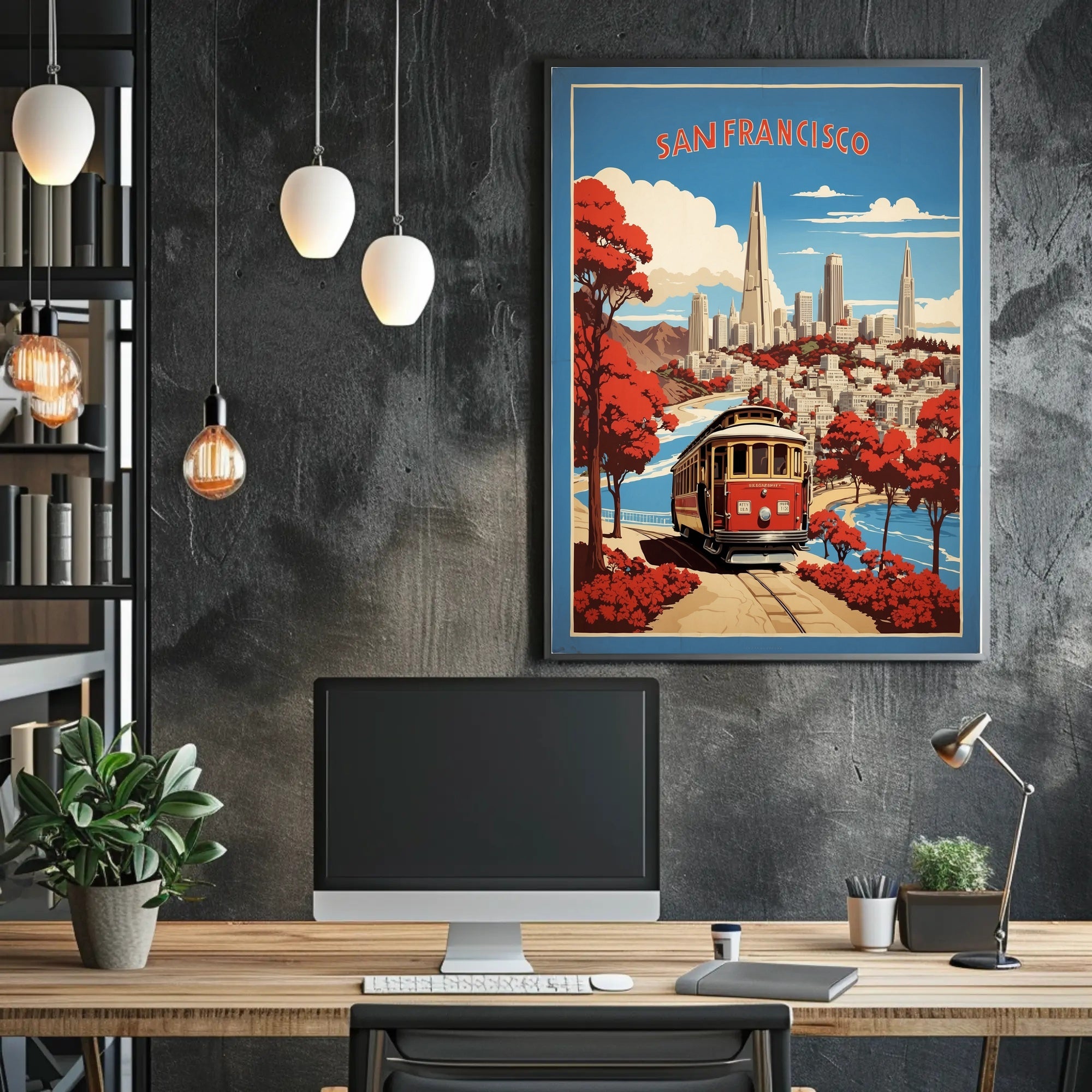 San Francisco Skyline Vintage Travel Poster