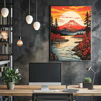 Majestic Mountain Sunset Poster PosterGoat